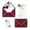 25 Pack Burgundy Fill-in Invitations Cards with Burgundy Rose and Envelope with Gold Border for Wedding,Engagement Invite